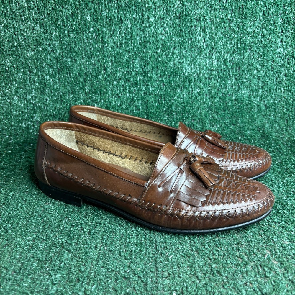 Giorgio Brutini Le Glove Woven Tassel Kiltie Loafers Classic Brown Mens Size 9 D